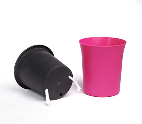 Image of Harshdeep Self Watering Pots for Indoor Plants - Oslo - Home Livingroom Patio Garden Decorative 4 Inch Round Plastic Small Planter Set of 5 (Pink)