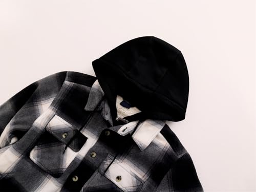 Image of Gary Com Heavy Thick Flannel Plaid Jacket Sherpa Fleece Lined Hoodies for Men Zip Up Winter Warm Coat Zipper Sweatshirt
