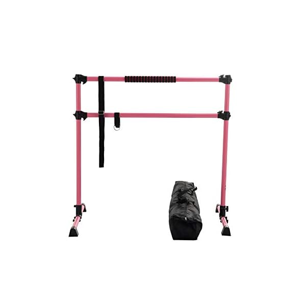 ZELUS-4ft-Portable-Ballet-Barre-for-Home-Gym-Freestanding-Dance-Exercise-Equipment-for-Home-Workouts-Fitness-Flexibility-Training-with-Stretch-Band-and-Tote ZELUS Portable Ballet Barre for Home Gym | Freestanding Dance Exercise Equipment for Home Workouts Fitness Flexibility Training with Stretch Band and Tote (4ft, Pink)