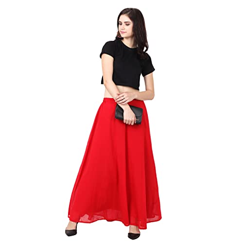 Image of Skirt for Women Designer and Full Flared Georgette Plain