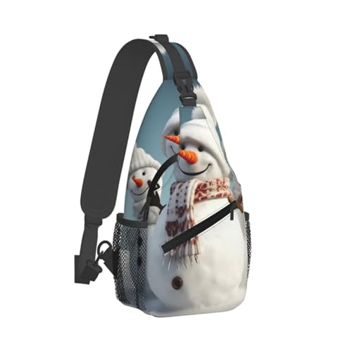 Happy Snowman Mochila Pecho Cruzada Negra miniatura 2