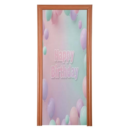 FLildon Birthday Balloon Print Door Cover Decoration, Party Accessory Porch Decor for Festive Ornament Room Door Covers 36 x 98 Inch