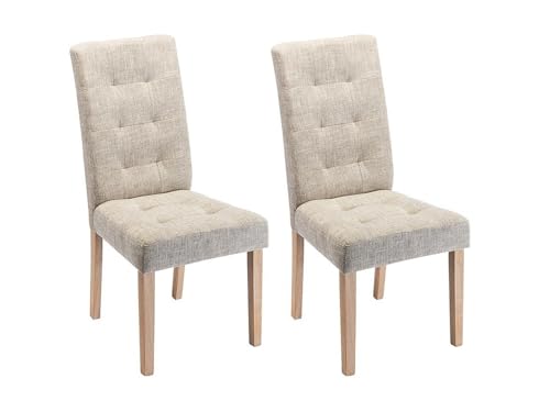Vente-unique - Lot de 2 chaises en Tissu et Bois - Beige - VILLOSA - Salle à Manger