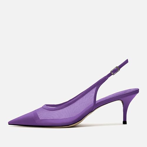 Image of Mesh Kitten Heels for Women Slingback Design with Pointed Toe Breathable and Stylish Elegant Low Heel for Comfort