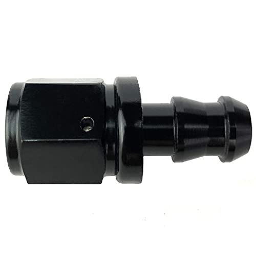 Conector AN12 hembra giratorio recto en aluminio negro para manguera de combustible 2