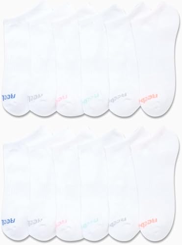 Image of Reebok Womens No Show Socks Moisture Wicking Cushion Low Cut Socks 12 Pack | Stretch Performance Fabric, Cushioned Heel and Toe, Arch Support, Comfort Seam, Shoe Size 4-10