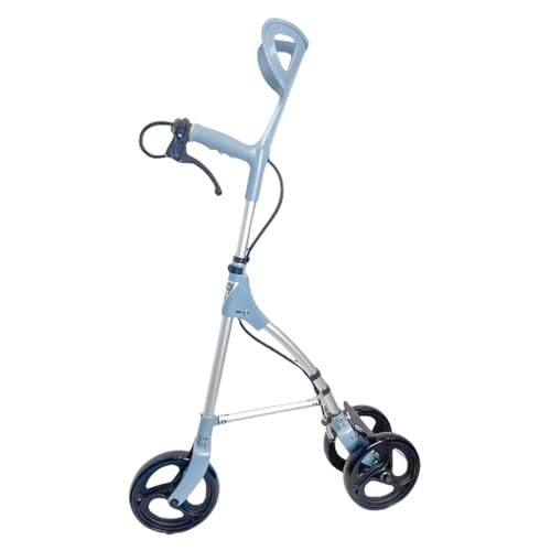 Sariny 三輪歩行器 折りたたみ式歩行器 障害者用 車輪付きブレーキ 高さと長さ調節可能 軽量 丈夫な杖 杖 松葉杖 持ち運びやすい アルミニウム合金 (ブルー)