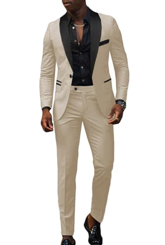 VENNYNG Men's Slim Fit Suit 2 Piece Wedding Prom Party Suit for Men Slim Dress Blazers Jacket Suit Coat Pants Trousers