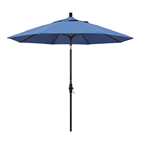California Umbrella 9' Round Aluminum Market Umbrella, Crank Lift, Collar Tilt, Bronze Pole, Pacifica Capri