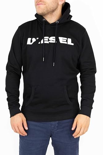 Diesel S-Agnes Sudadera con Capucha Negra con Logo en la Parte Superior