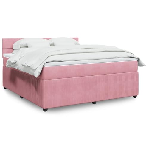 vidaXL Boxspringbett, Doppelbett mit Matratze Matratzenauflage, Bettgestell mit Lattenrost Kopfteil, Polsterbett Bett für Schlafzimmer, Rosa 180x200cm Samt vidaXL Boxspringbett, Doppelbett mit Matratze Matratzenauflage, Bettgestell mit Lattenrost Kopfteil, Polsterbett Bett für Schlafzimmer, Rosa 180x200cm Samt