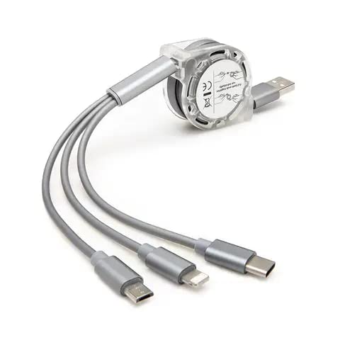 3.0A Braided Universal 3 in 1 Retractable Multiple Ports Devices USB Charging Cord with Gold-Plated iOS/Type C/Micro USB Connectors for All Smartphones & Tablets (B0C5XR6MNZ) Amazon Price History, Amazon Price Tracker