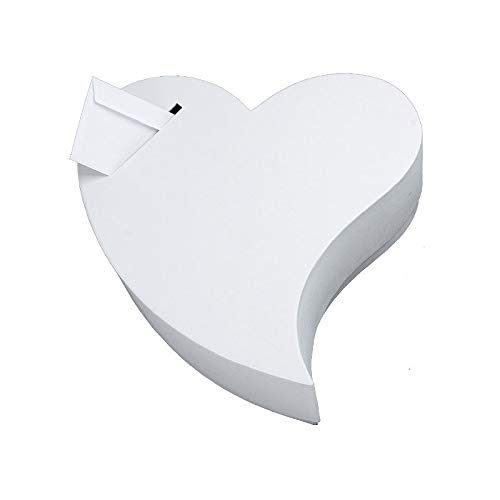 Fetez Urne de Mariage, Tirelire Coeur allongé Blanc Carton Kraft gaufré, 32x30x8,5cm