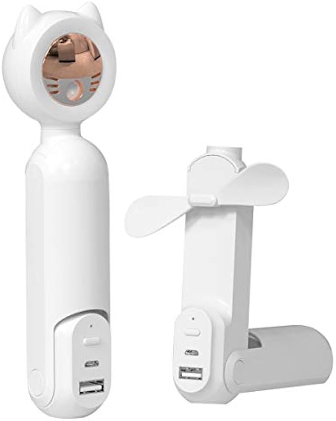 Huasida Handheld Fan Spray Portable 4 in 1 Handheld Spray Fan 2000mAh Power Bank Flashlight Skin Moisturizing Humidifier