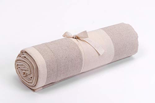HomeLife – Foulard Multiusos – Tela Decorativa Cubre sofá con diseño de Rayas Anchas, 260x280, fabricación Italiana – Granfoulard de algodón – Cubrecama Doble (Cama de Matrimonio) – Beige/Beige