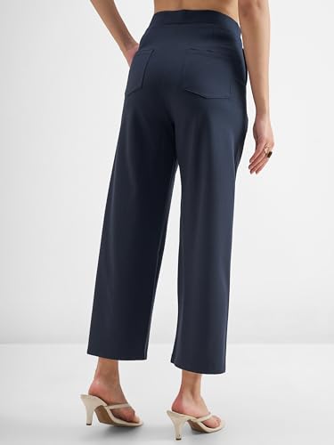 Image of Tokyo Talkies Wide Leg Relaxed fit Cullotes |Ultra Soft, Elasticated, High Waist, Wrinkle Free Trousers |All Day Wear