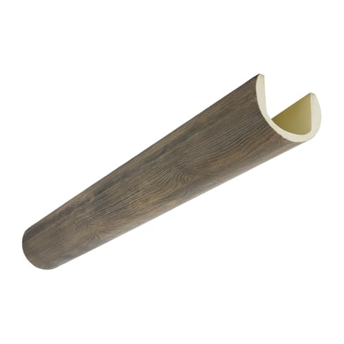 Heritage Timber Pueblo Sandblasted Faux Wood Log Beam, Round, 6"W x 4 1/2"H x 96"L, Smokey Brown Finish
