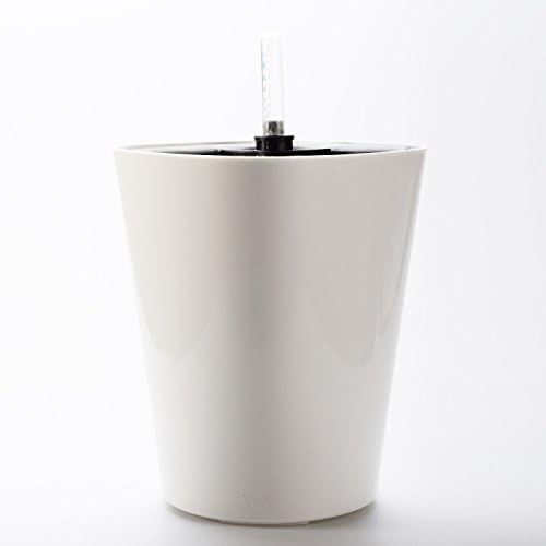 7-Inch Self Watering Planter Water Storage Flower Pot + Water Detector for Home Balcony Garden Decor (Square/White)