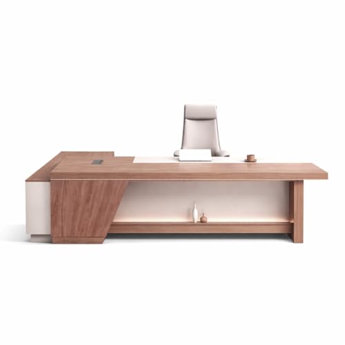 Image of Lakdi The Furniture Co Director & CEO L-Shape Office Table Executive Desk Made in Particle Board with Locking Drawer, Reversible Orientation, Wire Manager 5-Year Warranty & Free Assembly-LDL-612