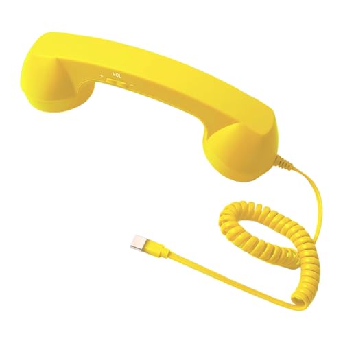 LeeQinersw Combiné téléphonique rétro, combiné téléphonique Filaire avec Haut-Parleur et Cordon pour appels de Smartphone, Jaune