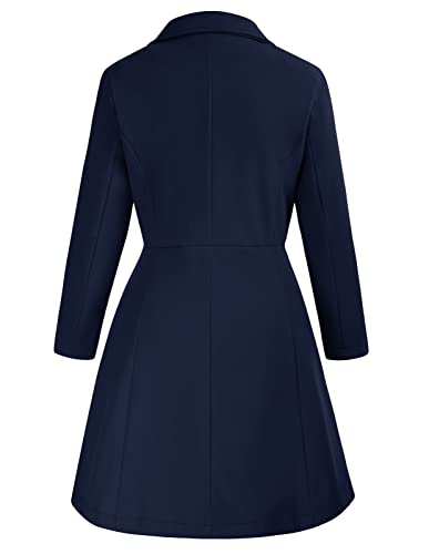 Hanna Nikole Women's Plus Size Wool Dress Coat Double Breasted Pea Coats Long Trench Coat2