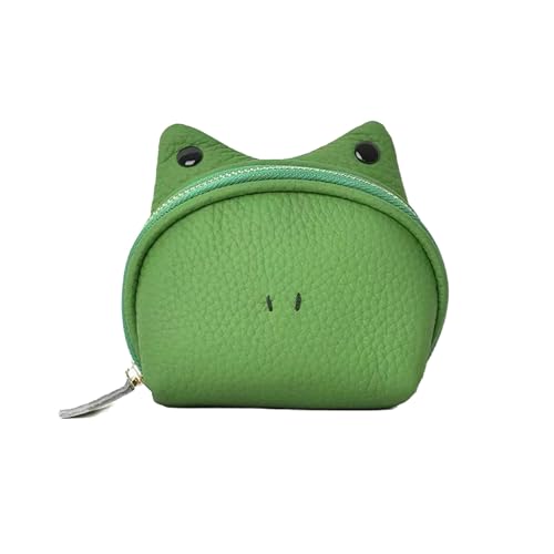 Cute Frog Coin Purse, Green Leather Keychain Wallet, Small Storage Bag for Keys and Accessories