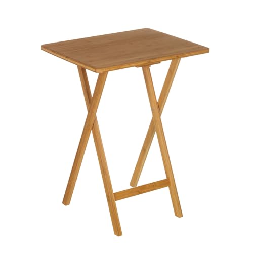 LOLAhome Mesita Auxiliar Plegable de bambú, marrón, Mesa nórdica Multiusos portatil para salón, Comedor, Cocina, habitación, balcón, terraza, 49,50x37,5x65,5cm