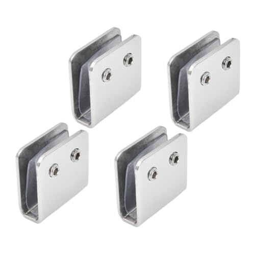 LIFKOME 4個 浴室用ステンレス製ミラークリップ 耐久性の字型ガラス固定具 可動棚対応で鏡や棚をしっかり支えるコンパクト設計