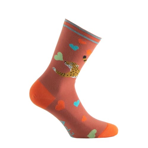 ACHILE - Mi-chaussette jersey 'Love Panthères' Coton peigné - couleur - Rouille - Pointure - 35-41