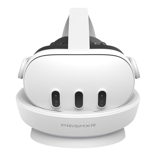 PRISMXR VR Ladestation kompatibel mit Meta Quest 3 Zubehör. Schnellladestation für Controller mit 2 wiederaufladbaren Batterien (Carina D1 ohne Piepton Version)
