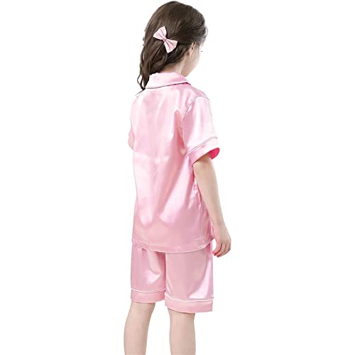 Pajamas for Girl Little Baby Girls Boys Pajamas Set Satin Silk Kids Short Sleeves Sleepwear Pjs 6t Girls Robes3