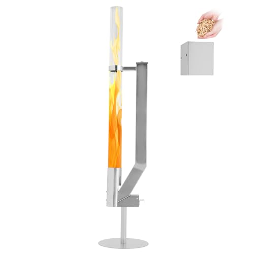 Updated Pellet Patio Heater, Portable Pellet Heater Glass Preserve Flame Captivating and Dynamic Appearance, Pellet Fire Pit with Unique Looking Can Be Used Bonfire, Backyard, Patio, Picnic, Camping.