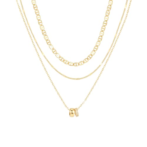 Fohufo 14K Gold Plated Necklace for Women - 3Pcs Layered Necklaces Non Tarnish Waterproof Jewelry...