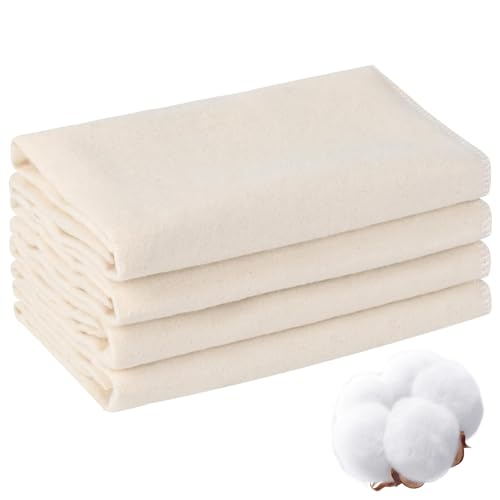 Flanela de lana, franela de algodón orgánico para aceite de ricino 4pcs 16x7in Castor Oil Algodón orgánico absorbente suave para abdomen, hígado, articulaciones