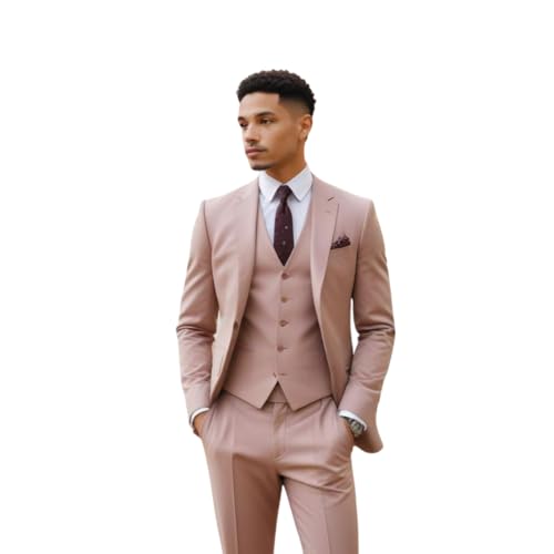 Men Suits Light Pink 3 Piece Modern Elegant Slim Fit Party Wear Wedding Groom Suits