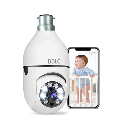 Image of DDLC 4MP WiFi Light Bulb Security Camera | 360 Degree Pan Tilt Zoom |Two Way Talk | Wireless CCTV Bulb Camera | HD Video | Motion Detection with Mobile App Control (Light Bulb)