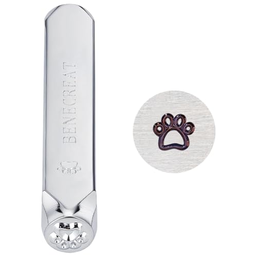BENECREAT 6mm 1/4 'Pfoten Metall Design Stempel Stanzwerkzeug - Galvanisch Hartstahl Werkzeuge zum Stanzen von Metall, Schmuck, Leder, Holz