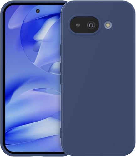 Image of MOBILOVE Back Cover Case for Google Pixel 9a | Pure Liquid Soft Matte Silicone Case with Logo and Comes with Camera and Screen Protection Back Cover for Google Pixel 9a (Blue)