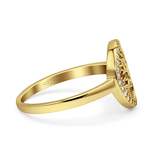 OMRANII Tree Of Life Wedding Ring Halo Round Simulated Cubic Zirconia 925 Sterling Silver2