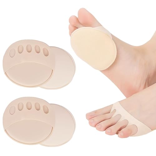 HABNI Almohadillas Metatarsianas - 2 Pares (4 Piezas) - Coussins De Pie En Tejido Lycra Respirante Color Piel, Tamaño Eu 35-40.