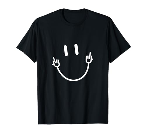 Smile Face Middle Finger Funny Sarcasm Meme Quote T-Shirt