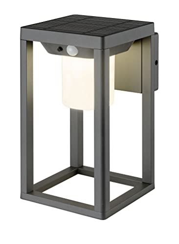 GKOLED Solar Wall Sconce, Outdoor Motion Sensor Wall Mount Light, 300LM 4000K LED, Dusk to Dawn Solar Wall Lights for Porch, 3 Light Modes, Entrance, Balcony, Gray