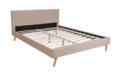 Lit FJORD 180x200 tissu + 1 sommier / Beige