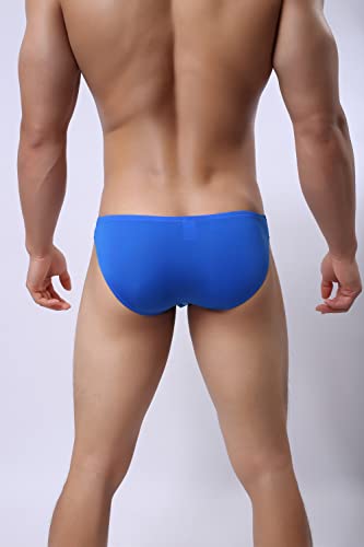 Men's Ice Silk Solid Color Separate Pouch Bikini Briefs3