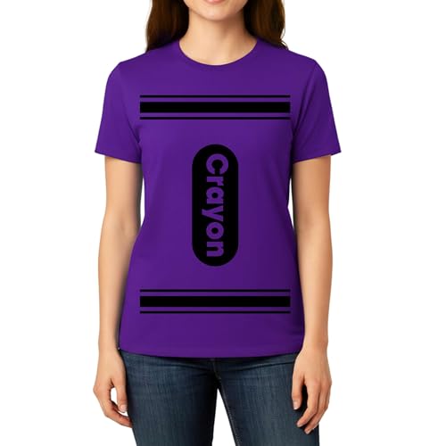 Funny Crayon Halloween Shirt Costume T-Shirt for Women and Teens - Purple Small