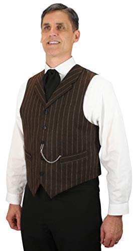 Historical Emporium Men's Wool Blend Pinstripe Formal Suit Vest, Victorian Edwardian Tuxedo Dress Bosworth Waistcoat