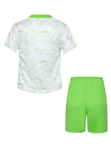 easyforever Kids Boys Quick-dry Sports Outfit Moisture-wicking T-shirt Athletic Shorts For Basketball Running Workout Green Dinosaur 2-3 Years4