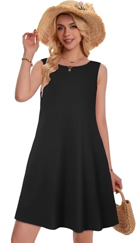 Image of Summer Dresses for Women Beach Boho Sleeveless Vintage Floral Flowy Pocket Tshirt Tank Sundresses 2026