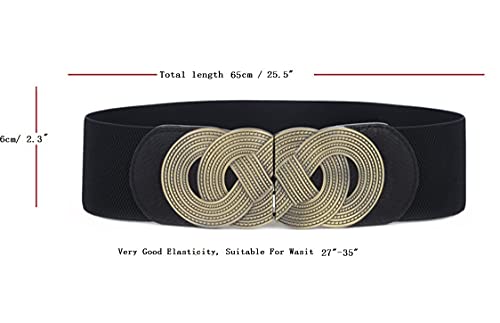 Swtddy 3 Pack Women's Vintage Wide Elastic Stretch Waist Belt Waistband4
