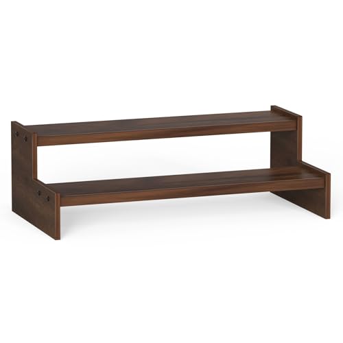 Image of BLUEWUD Dolvin Mini Ladder Style Engineering Wood Spice Masala Rack Shelf Stand Organiser /Spice Bottle Display Rack & Cup Stand for Home & Kitchen, DIY (Do it Yourself) (Brown Maple, 31.1x15.7x10 Cm)